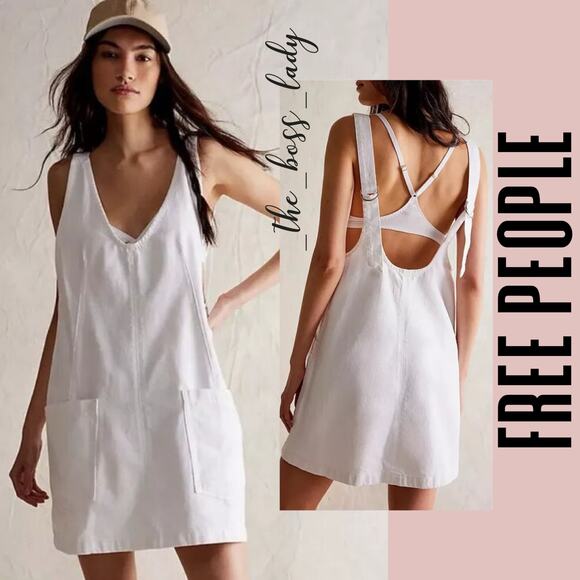 Free People Dresses & Skirts - Free People dress mini denim skirtall one piece skirt overalls Medium cotton